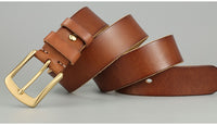 Men's Handmade Cowhide Belt – Casual Rivet Detail Leather Belt