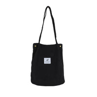 Corduroy Bucket Bag with Laptop Sleeve – Artistic Streetwear Shoulder Tote
