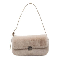 Plush Retro Underarm Bag – Soft PU Shoulder Purse for Women