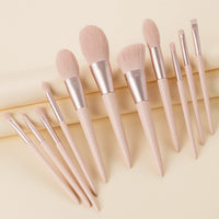 11-Piece Christian Makeup Brush Set - Elegant Wooden Handles & Gift-Ready Pink Bag