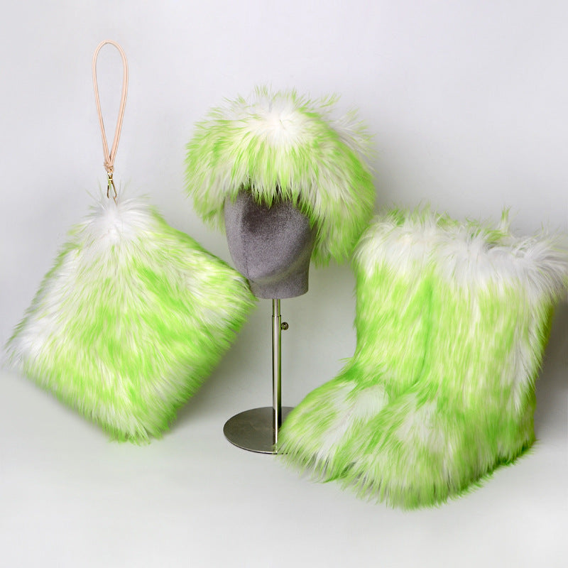 Fur Boots Velvet Padded Plus Size Imitation Fox Fur Fur Women's Snow Boots Three-piece Set What Else You Got?