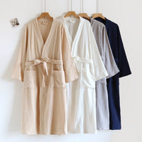 Luxurious 3-Layer Pure Cotton Gauze Bathrobe - 4-Season Comfort for Men