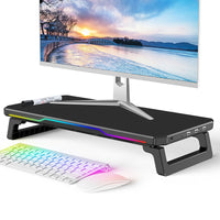 RGB Laptop Stand with Neck Support & Cooling – Adjustable Monitor Riser with USB Hub