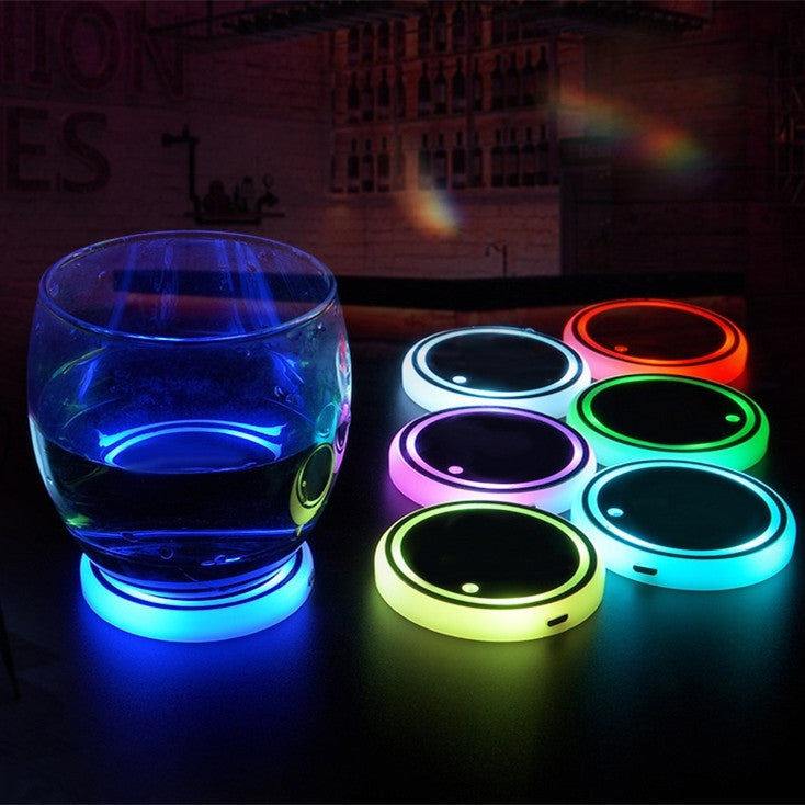 Colorful Cup Holder LED Light-up Coaster Solar & USB Charging Non-slip Coaster Ambient Light For Car Automatically What Else You Got?