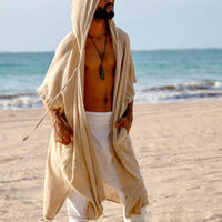 Hooded Sun-Protective Beach Shirt Mens Resort Cape