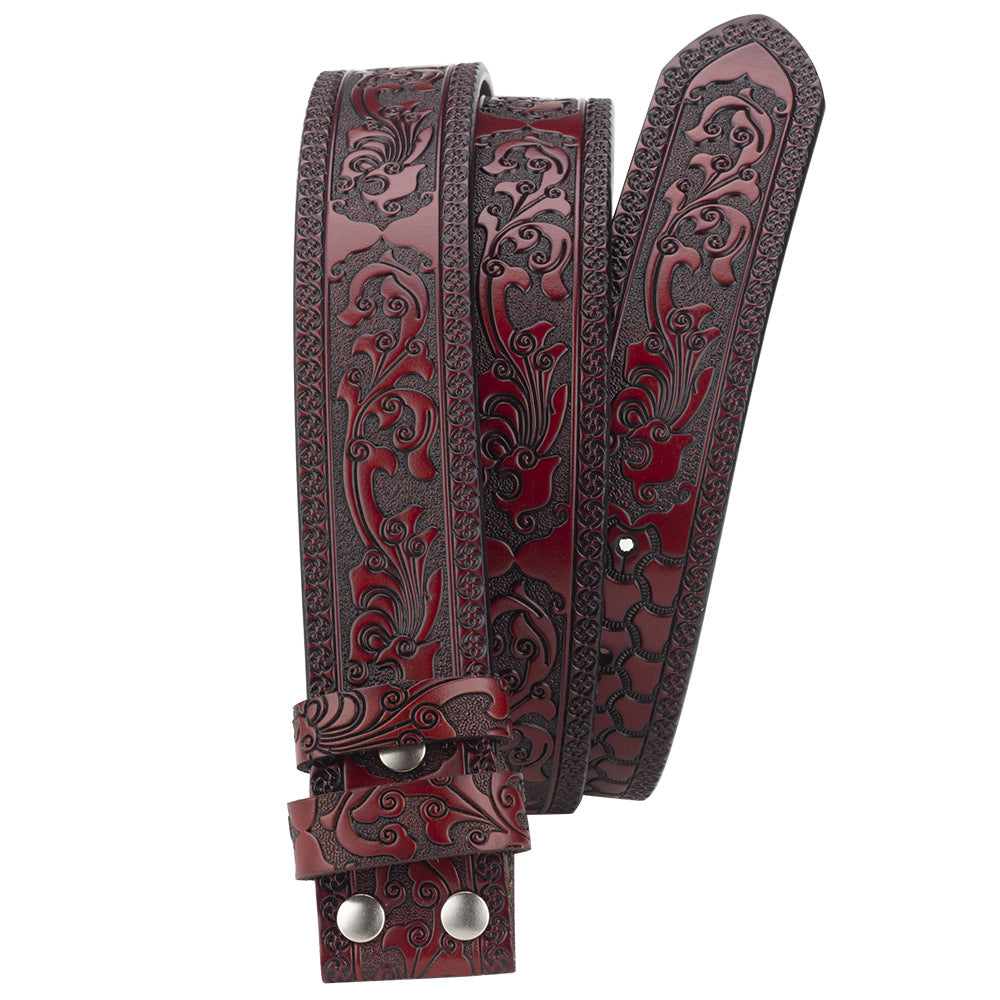 Embossed Belt Without Buckle Smooth Leather Belt What Else You Got?