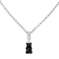 Y2K Rhinestone Bear Necklace – Kawaii Cartoon Statement Jewelry