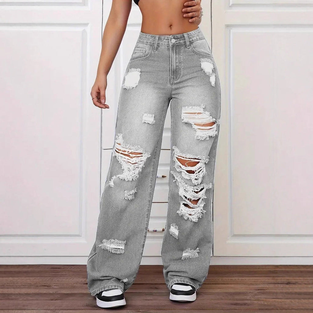 Trendy Washed Ripped Straight Jeans For Women What Else You Got?