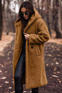 Elegant Teddy Coat for Women - Plush Faux Fleece Warm Winter Jacket with Hood (Autumn/Winter Fashion)