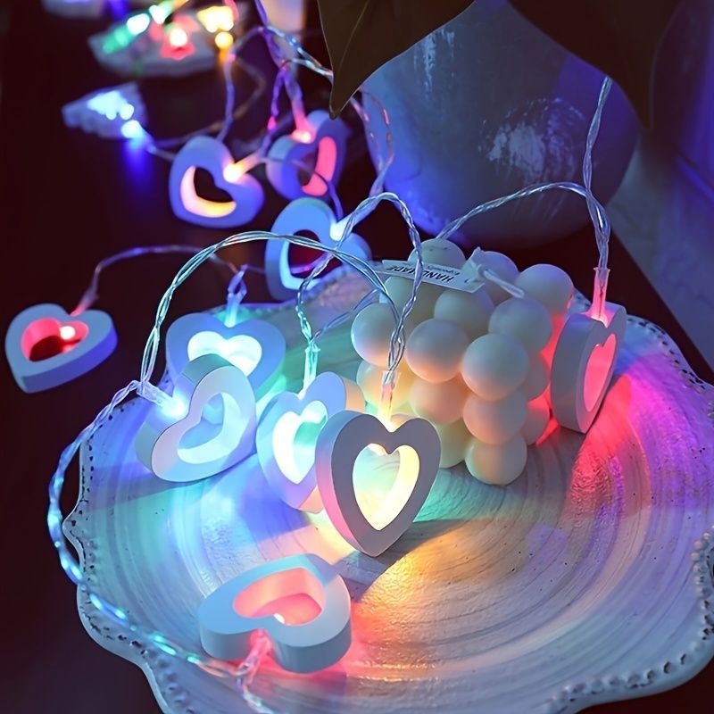 Love Heart String Lights Valentine's Day Wood Light Garland Fairy Lights Wedding Party DIY Decorations Supplies Props What Else You Got?