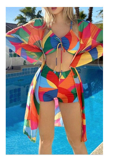 3pcs Pring Bikini With Long Sleeve Cardigan Fashion Summer Beach Swimsuit Women What Else You Got?