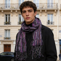 Royal Purple Jacquard Pattern Scarf – Regal Textured Scarf for Evening & Office Wear
