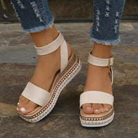 Eco-Chic Hemp Wedge Sandals – Peep Toe Platform Shoes in White, Black & Apricot