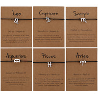 12 Zodiac Constellation Rope Bracelet – Adjustable Couples & Friends Jewelry