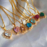 Radiant Heart Jewelry - Gold Clavicle Chain with Colorful Rhinestones - Personalized Valentine's Day Gift for Her