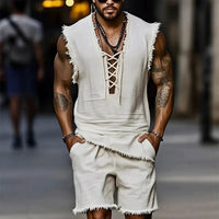 Mens Casual Fashion Vest And Shorts Set