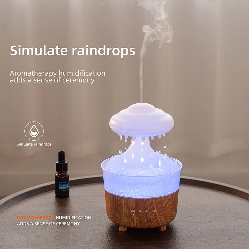 Rain Cloud Night Light Humidifier With Raining Water Drop Sound And 7 Color Led Light Essential Oil Diffuser Aromatherapy What Else You Got?