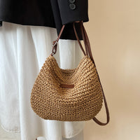 Elegant Handwoven Straw Tote Bag for Beach & Vacation - Coastal Chic Summer Shoulder Bag