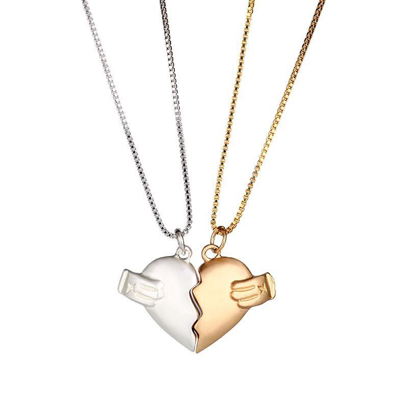 Creative Magnet Love Necklace 2pcs Heart-broken Shape Necklace Men And Women Personalized Jewelry For Valentine's Day What Else You Got?