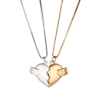 Heart-Shaped Love Necklace 2-Pack - Personalized Valentine's Day Jewelry for Him & Her - Cross Chain Alloy Pendant