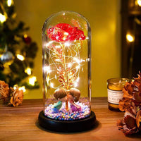 Romantic Eternal Rose LED Light Foil Flower Night Lamp - Christian Valentine Gift Decor