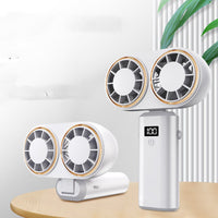 Portable USB Rechargeable Folding Fan - 5 Speeds, Neck Hanging, Digital Display - Perfect for Travel, Beach & Outdoor Adventures