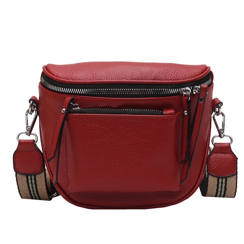 Soft PU Saddle Crossbody Bag – Casual Everyday Shoulder Bag with Patchwork Stitching What Else You Got?