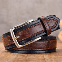 Men's Color-Block Casual Belt – Two-Tone Pin Buckle