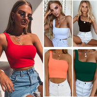 Trendy One-Shoulder Summer Tank Top – Flattering Slim Fit Vest in 5 Colors