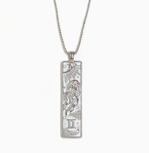 Diamond-Encrusted Zodiac Square Pendant Necklace What Else You Got?