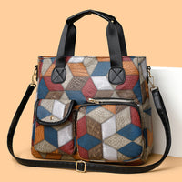 Vintage Biker Crossbody Bag – Washed PU Leather Tote with Dual Pockets