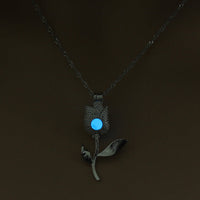 Glow-in-the-Dark Rose Necklace – Hollow Floral Pendant for Women & Girls