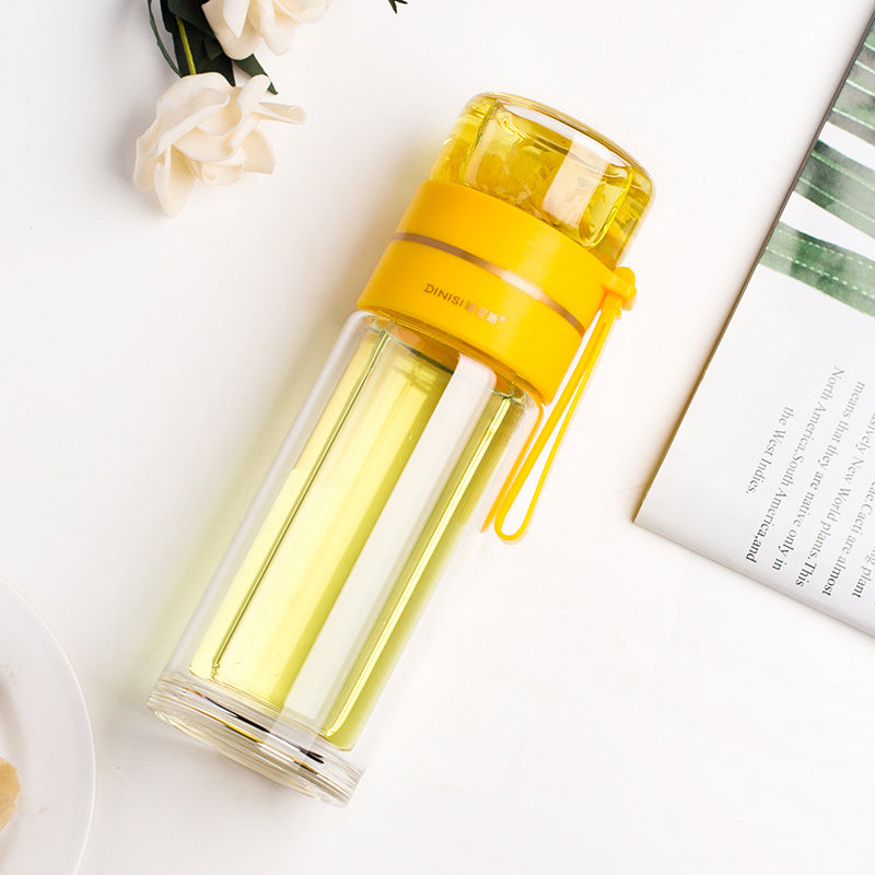 Glass Water Bottle With Tea Infuser Filter Tea Separation Double Wall Glass Bottle Leakproof Water Bottle What Else You Got?
