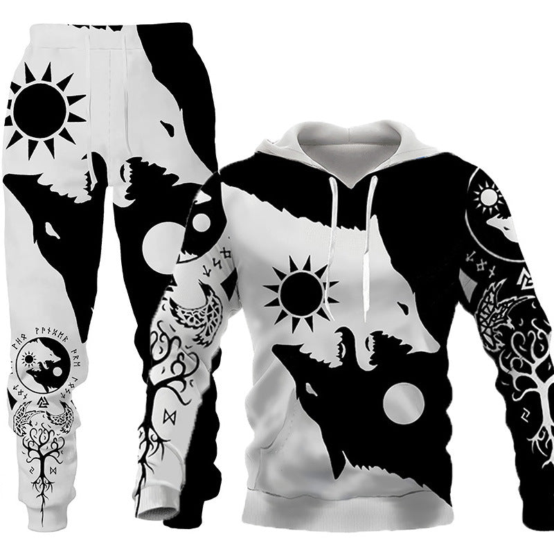 3D Wolf Print Tracksuit – Hooded Two‑Piece Jogging Set (Spring/Autumn Sportswear) What Else You Got?