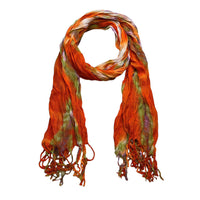 2pcs Lightweight Dress Scarf - Bold Orange Red Floral Pattern