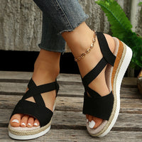 Boho Chic Cross-Strap Wedge Sandals – Hemp Heel Summer Shoes for Women