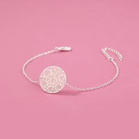 Glow-in-the-Dark Heart Bracelet - Silver Round with Textured Design