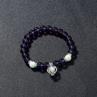 Glow-in-the-Dark Purple Pumpkin Bracelet – Glass Bead Halloween Jewelry
