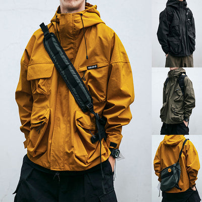 Men's Windproof Hooded Jacket - 3D Pocket Casual Outerwear in Multiple Colors