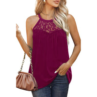 Elegant Women's Summer Lace Halter Tank Tops - Loose Fit Cotton Sleeveless Shirts - Versatile & Comfortable