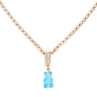 Y2K Rhinestone Bear Necklace – Kawaii Cartoon Statement Jewelry