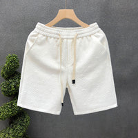 Elegant White Jacquard Shorts for Men - Lightweight & Comfortable