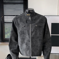 Vintage PU Leather Biker Jacket - Stand-Up Collar Moto Jacket for Men & Women
