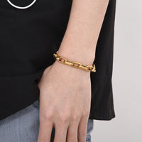 Men's Titanium Steel Hip-Hop Geometric Bracelet - Stylish & Durable Christian Jewelry