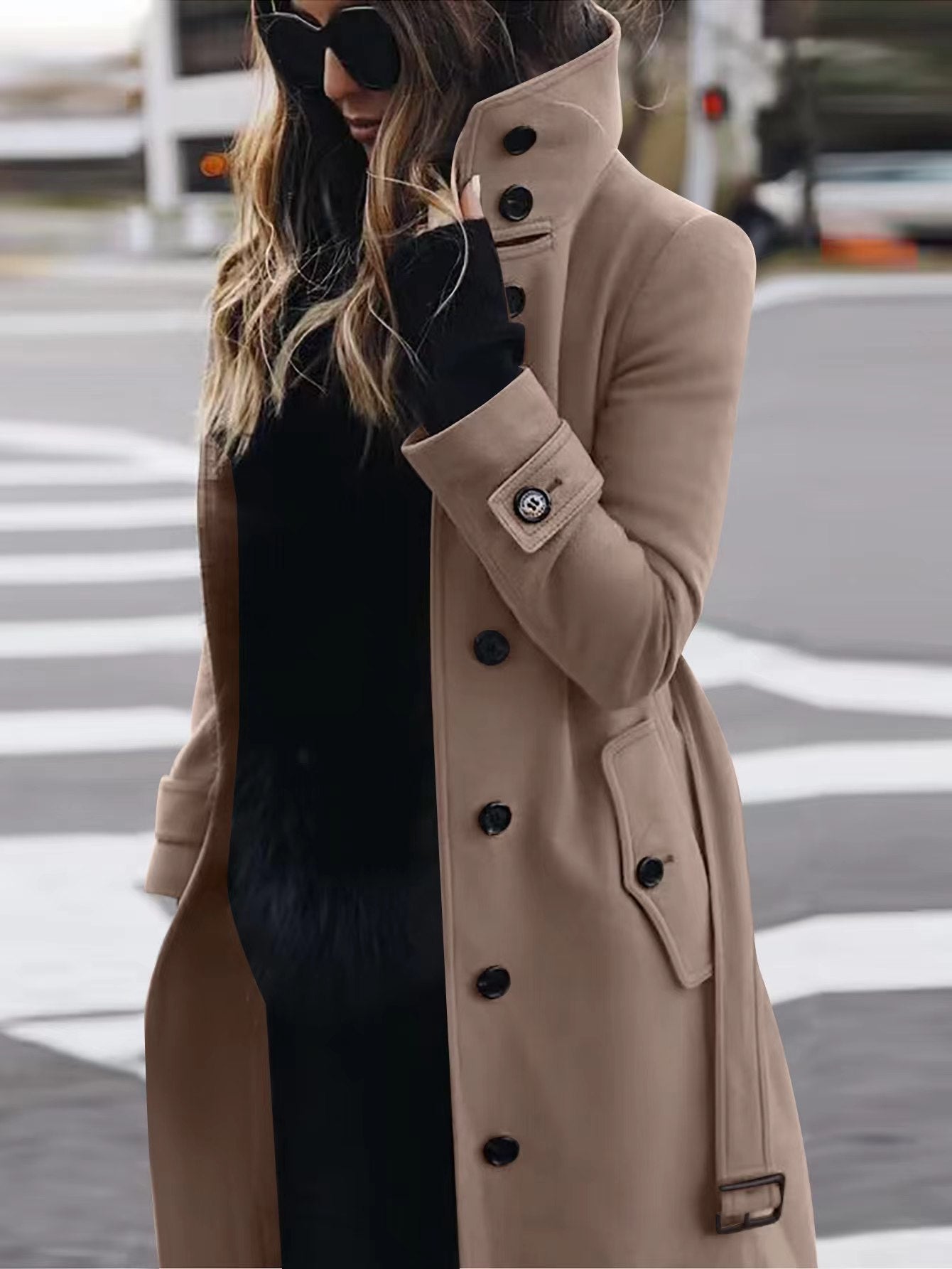 Women’s Medium‑Length Casual Polyester Coat – Long Sleeve Solid Color Jacket What Else You Got?