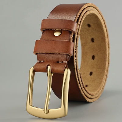 Men's Handmade Cowhide Belt – Casual Rivet Detail Leather Belt