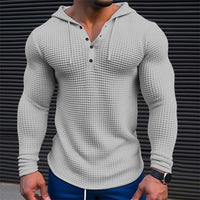 Men’s Waffle-Knit Hooded Pullover – Long-Sleeve Polyester Streetwear S–3XL