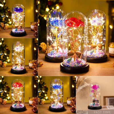 Romantic Eternal Rose LED Light Foil Flower Night Lamp - Christian Valentine Gift Decor