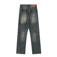 Men's Contrast Washed Jeans – Casual Blue Denim