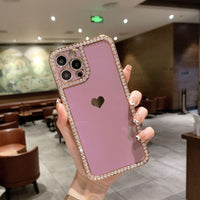 Stick Rhinestone Love Phone Case Electroplated Edge Soft Shell